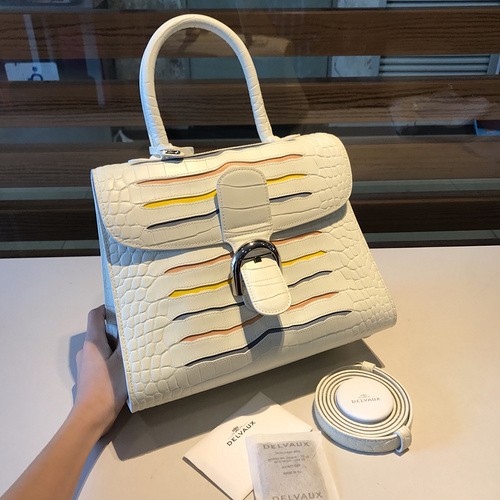 빨간집 델보 브리앙 MM 크로커다일 토트백 화이트